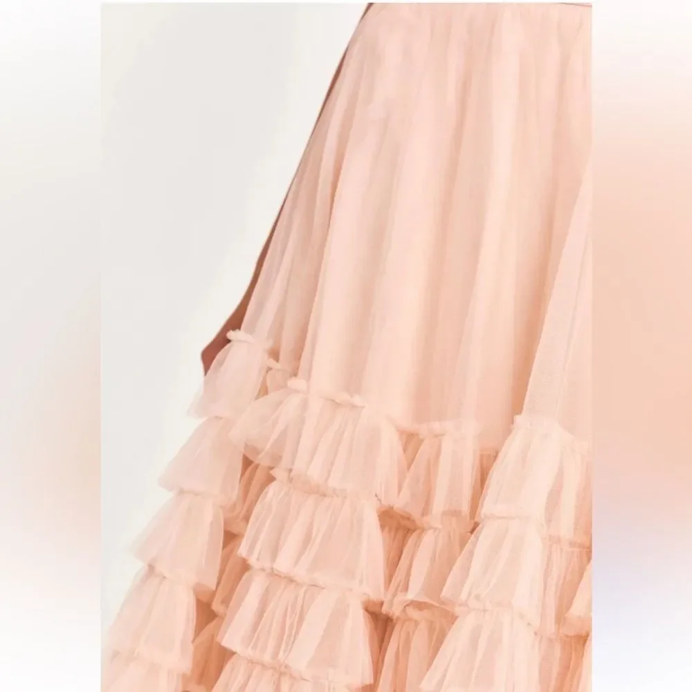 LoveShackFancy Lyric Tiered Tutu Tule Light Rose Skirt by Anthropologie Size 8